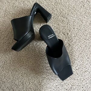Jeffrey Campbell Black Square-Toe Mules